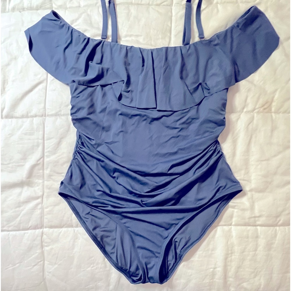 La Blanca - Navy Blue Side Ruched Swimsuit | 20W